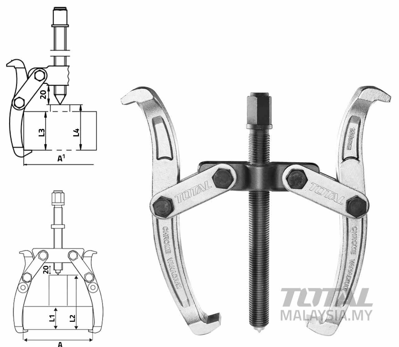 THTGP236 Gear Puller 2 Jaws | TOTAL Tools Malaysia