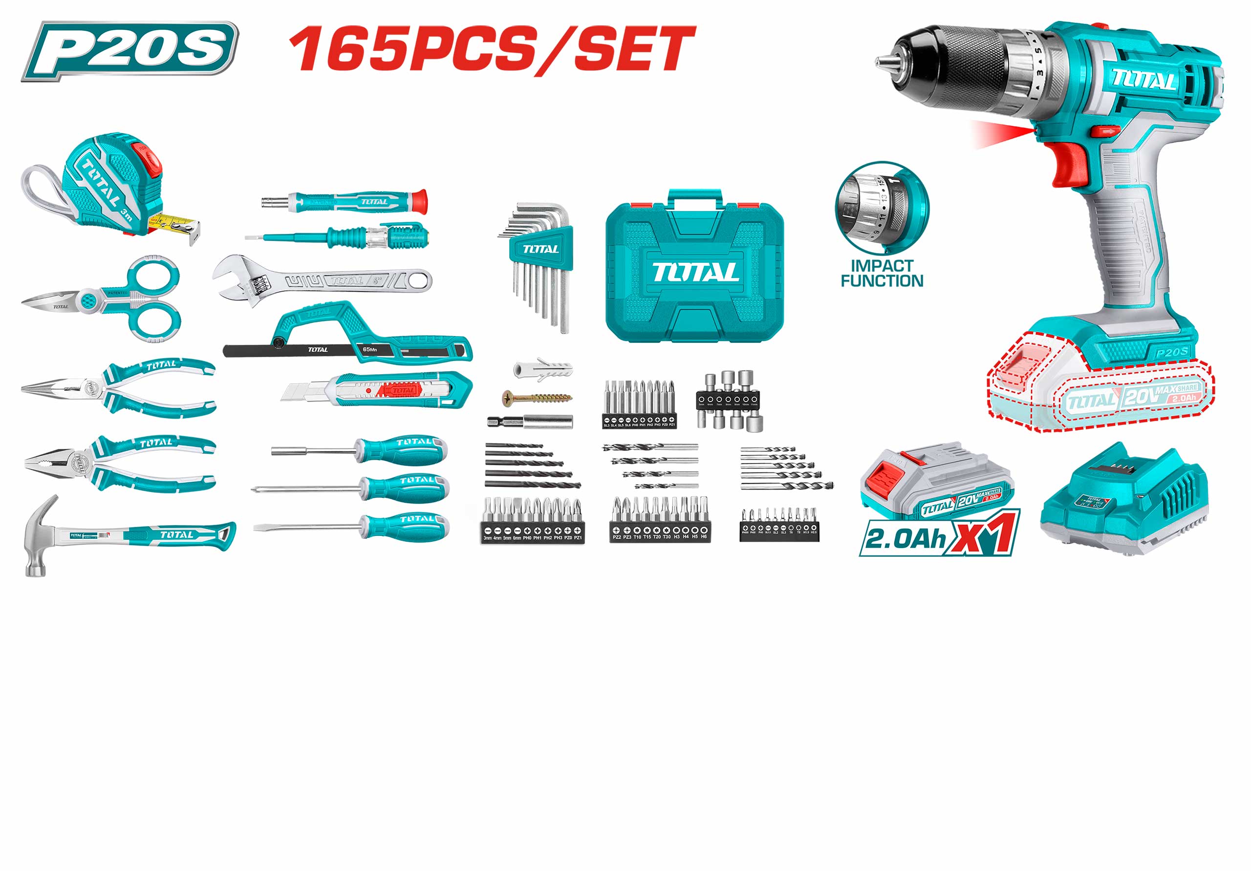 Total Machine Set THKTHP11652 165 Pcs Tools Set | TOTAL Tools Malaysia