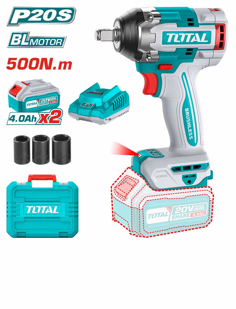 Tiwli TIWLI2050 Li-ion Impact Wrench | TOTAL Tools Malaysia