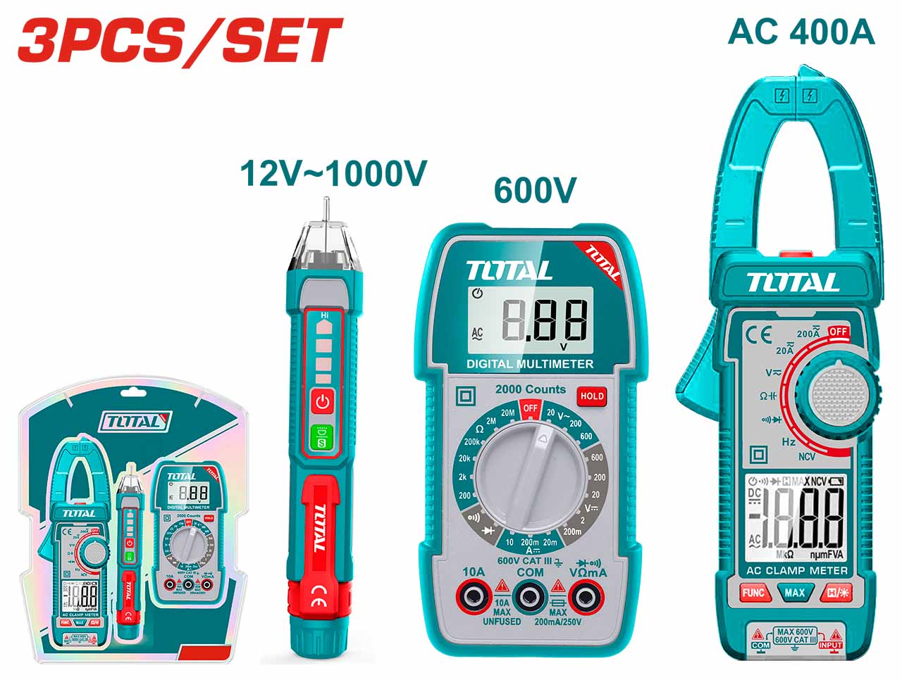 Electrical Testing Kit Storage TOS23068 3 Pcs Electrical Test Kit | TOTAL Tools Malaysia